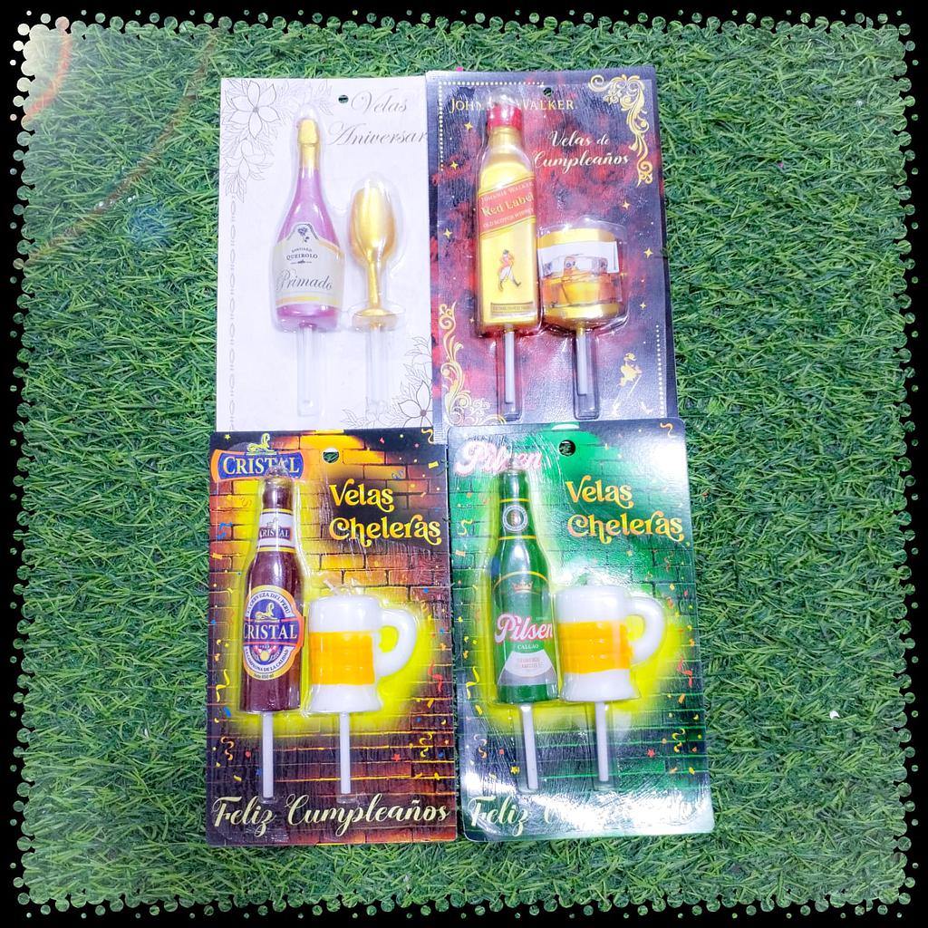 Velas Cheleras Botella Y Vaso/Copa