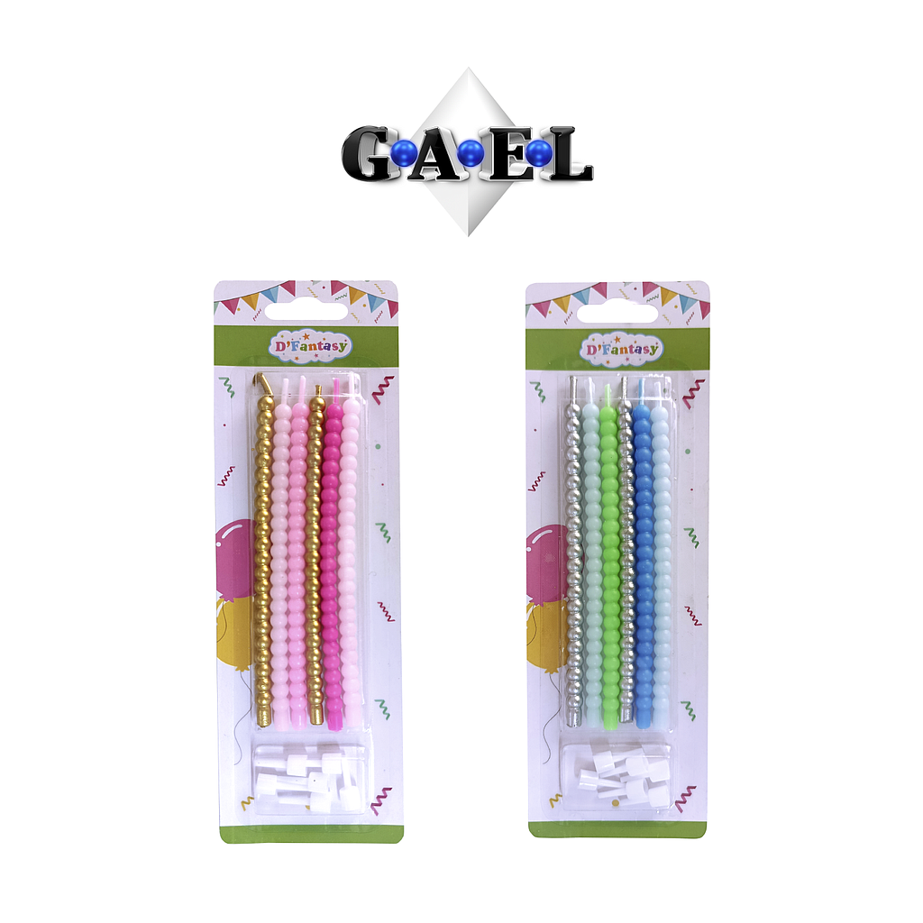 Vela Bolitas Fucsia/Rosado y Azul/Verde x 1 Und