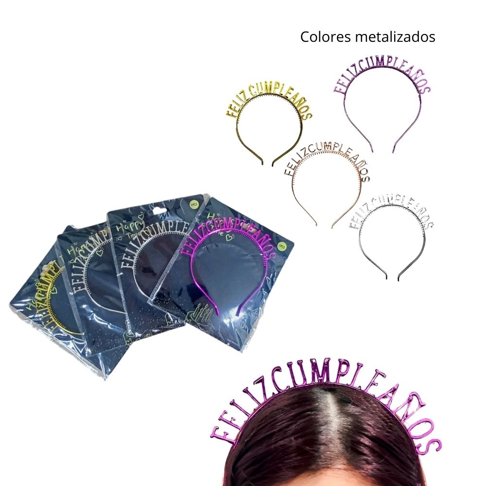 Vinchas De Feliz Cumpleaños y Happy Birthday x 1 Und