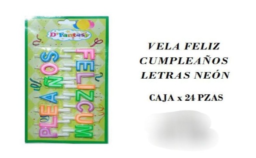 [VFCLN] VELA FELIZ CUMPLEAÑOS LETRAS NEON X24 UNID FANTASY