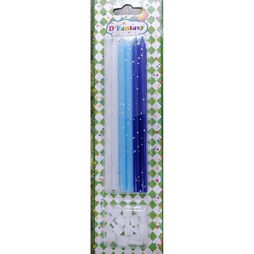 [JG2007C] Vela Celeste Y Azul Con Puntos Dorados D´Fantasy X12 Unds