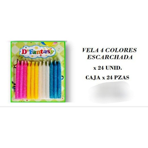 [VPED] VELA PALITO ESCARCHADO X24 UNID FANTASY